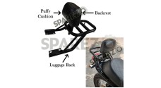 Royal Enfield Interceptor and GT 650 Rear Luggage Rack Carrier With Backrest Black